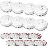 Ecoey Smoke Alarm Fire Detector, Battery Included Photoelectric Smoke Detector with Test Button and Low Battery Signal, Small Fire Alarm for Home, Bedroom FJ136GB, 8 Packs