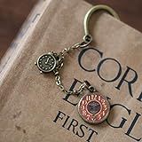 Chinese Style Vintage Bookmark Page Markers Student Reading Pagination Mark Metal Book Clip with Pendant for Book Lovers School Library Office Home Use Book Reading Gift (C)