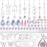 Lyukii 300 Pcs DIY Suncatchers Making Kits Craft for Adults Crystal Suncatchers for Window Hanging Sun Catcher with Chain Rainbow Maker Crystal Prisms Decor for Home Garden Party Wedding Ornament