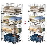 Yociyoga 4-Tier Stackable Closet Organizers and Storage Shelves, Foldable Closet Shelf Organizer, Black(Patent Protection)(Patent No. 30022416)