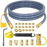 5369 Propane to Natural Gas Conversion Kit, 12FT 3/8" ID Natural Gas Hose with Quick Connect for Weber, Char-broil, Blackstone, Pizza Oven, Patio Heater and More NG Appliance(5/8” OD, Not 3/8”)