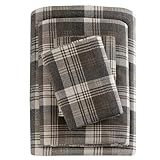 Woolrich Cotton Sheet Set Cottage Charms Print, 100% Cotton Flannel Sheets Warm & Fuzzy Bedding Set Queen Size Sheets, Fitted Pocket Fits Up to 14" Mattress, Queen Brown Plaid, 4 Piece
