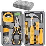 Hi-Spec Small Tool Box for Home and Office DIY, 25-Piece Yellow Mini Tool Kit Set for Basic Household Repairs in a Portable Toolbox Case.