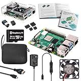 Vilros Raspberry Pi 4 Complete Starter Kit- Includes Raspberry Pi 4 Board, Fan Cooled Case, 64GB Preloaded Micro SD Card and More (4GB, Clear Transparent Case)