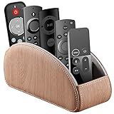 YAPISHI All-in-One Leather TV Remote Control Holder With 5 Compartments Nightstand Desktop DVD Media Player Remote Caddy Storage Box Organizer Tray For Makeup Brush Pen Stationary Table Controllers