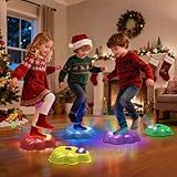 Palotix Light Up Stepping Stone for Kids: Sensory Motor Skill Toys for Active Toddler Obstacle Course Play - 5 Packs Durable Outdoor & Indoor Balance Toy - Great Gift for Boys Girls Ages 3 4 5 6 7