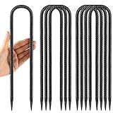 12 Inches Trampoline Wind Stakes, Heavy Duty U Stakes for Ground, 8-Pack Trampoline Tie Down Anchor Kit for Swing Set and Soccer Goal Galvanized Steel Anchors Black