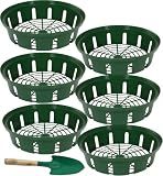6 Pack Plastic Flower Bulb Baskets, 10.2x8.7x2.8in Green Planting Containers, Lightweight Weatherproof Plant Baskets with Shovel for Garden Outdoor Bulb Planting