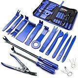Poraxy 19Pcs Trim Removal Tool, Car Panel Dashboard Door Audio Trim Removal Tool Kit, Auto Clip Pliers Fastener Remover Set, Plastic Pry Tool, Automotive Upholstery Removal Kit