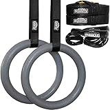 Elite Sportz Gymnastic Rings - Exercise Ring Set for Total Body Strength Training & Pull Ups w/Secure Buckles & Straps - 2 Non Slip Olympic Rings, Indoor Workout Equipment for Kids & Adults