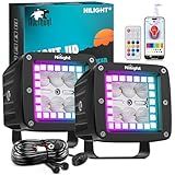 Nilight LED Pods 3 Inch 18W Cube Flood Offroad Work Light with RGB Halo Strip Multi Chasing Flash Strobe Mode APP & Remote Control IP67 Waterproof for Truck Pickup Golf Cart SUV ATV UTV 4x4 Van Camper