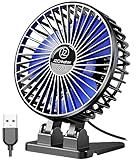 JZCreater USB Desk Fan, Mini Portable Fans, 3 Speeds Desktop Table Cooling Fan, Plug in Power, Rotation Strong Wind, Quiet Personal Small for Home Office Travel Bedroom, Black Blue