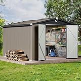 10x12 FT Outdoor Storage Shed,Metal Tool Sheds,Waterproof Outside Storage Shed,Large Storage Building with Lockable Door