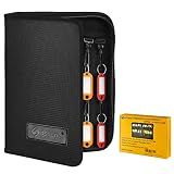 Sdstone Portable Zippered Key Organizer,Fireproof and Waterproof Key Binder with 24 Key Tags Key Case,Portable Manager, Landlord Zipper Key Storage for Real Estate Sales, Hotels