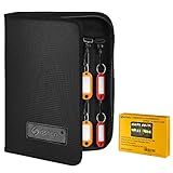 Sdstone Portable Zippered Key Organizer,Fireproof and Waterproof Key Binder with 24 Key Tags Key Case,Portable Manager, Landlord Zipper Key Storage for Real Estate Sales, Hotels