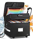 DEEGO Rolling File Box, Fireproof Document Box with Wheels Multi-Layer Water-Resistant File Organizer Portable file Cabinet Document Safe filing box for Home Office for Hanging Letter/Legal Folder