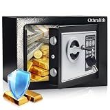 Othralith Small Safe Box for Money, 0.23 Cu Ft Mini Money Safe Security Lock Box for Home Dorm Use, Digital Home Safes with Keys & Code for Cash Gun Office Hotel, 9.05" W x 6.69" D x 6.69" H (Black)