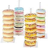 Suneerplay Donut Stand Acrylic 4 Pack, Clear Bagel Holder Stand, Donut Tower Stand, Donut Display Stand for Dessert Table, Doughnut Holder for Birthday, Wedding, Baby Shower, Christmas, Party