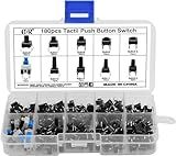 OCR 180Pcs Tactile Push Button Switch Assortment Kit, 10 Values 6x6mm 4-Pin Micro Momentary Tact Switch Set