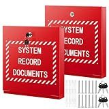 Zonon 2 Sets Systems Record Document Cabinet Lock, System File Cabinet Locking Document Storage Red for Office Home with Keys and Screws(12 in x 13 in x 2.35 in)
