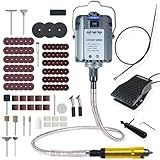 CTISMICE 1200W Flex Shaft Grinder Electric Rotary Tool Supporting Forward and Reverse Rotation, Flexible Shaft Machine Kits with Variable Speed Foot Switch and 110pcs Attachments for Grinding Sanding
