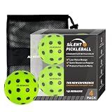 Neobadge Silent Foam Pickleball Balls - Quiet Practice for Indoor & Outdoor, Real Pickleball Feel, High-Density Foam, 40 Recessed Holes (Green (Black Dots))