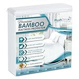 PlushDeluxe Premium Bamboo Mattress Protector – King Size, Waterproof, & Ultra Soft Breathable Noiseless Washable Bed Mattress Cover for Comfort & Protection - White