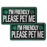 TACVEL 2 Pieces I'm Friendly Please Pet Me Dog Patches, Service Dog Patches with Hook Backing for Service Animal Vests, Harnesses