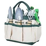 Pure Garden 7 Piece Gardening Tool Set – Mini Planting and Repotting Kit and Carrying Tote Bag Organizer for Succulents, Herbs, and Bonsai Plants