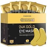 Maskiss 24k Gold Under Eye Patches (50 Pairs), eye mask, Collagen Skin Care Products, Eye Patches for Puffy Eyes, eye masks for dark circles and puffiness