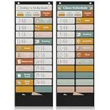 The Ultimate Pocket Chart for Classroom - Beautiful Daily Schedule Calendar with Designed Cards Encourages Visual Learning for Kids - Fun Boho Routine Calendar Chart Fits Nicely with Any School Decor