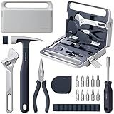 HOTO 16-Piece Home Tool Kit, Basic Hand Tool Set with Storage Box – Includes Screwdriver, Wrench, Hammer, Tape Measure, Plier – Ideal for Household, Garage, Office, Dorm Repairs & DIY Projects