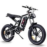 Windone E2 Electric Bike for Adults, Full Suspension, 48V13Ah Removable Battery, Up to 28MPH & 46.6 Miles (PAS), 750W Ebike with All-Terrain 4.0" Fat Tires, Cruise Control, UL Certified, Moped E-Bike