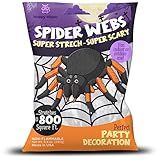 Halloween Spider Web Decoration, 800 Sqare Feet & Plastic Spiders, Halloween Party Supplies, Spider Webs (Large, 800 Sq Feet)