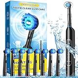 TEETHEORY Rotating Electric Toothbrush for Adults with 8 Brush Heads, Sensitive Gum Care Electric Toothbrush with 3 Modes and 2 Min Smart Timer, Rechargeable Last 60 Days