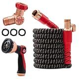 Pocket Hose Copper Head UV w/Pocket Pivot, Expandable Garden Hose 50 FT w/10 Pattern Thumb Sprayer AS-SEEN-ON-TV 650psi 3/4in Ultra-Light Solid Copper Anodized Aluminum Fittings No-Kink No-Lead