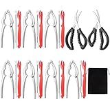 suoundey Seafood Cracker Tool Set With Lobster Sheller Stainless Steel Crab Crackers Crab Leg Fork Seafood Scissors And Storage Bag, Crab Leg Pick Utensils Set Crab Eating Tools (24Pcs)