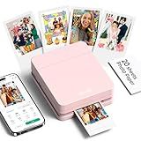 Nelko Photo Printer, PP01 Color Mini Portable Printer, Instant Smartphone Inkjet Printer, Sticky-Back Rechargeable Portable Picture Printer for iOS & Android, for Christmas Family, Pink