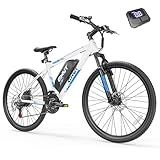 QNUT Electric Bike for Adults, 350W 26" Ebike for Teens 21 Speed 20Mph Up to 40Mile with Dual Disc Brake Commute E-Bike E-MTB for Men Women Electric Bicycles (Blue-White)