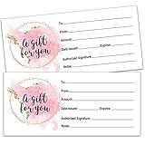 25 Blank Gift Certificates for Small Business, Clients or As Luxury Holiday Vouchers, Massage, Hair & Nail Salon Spa, Restaurants, DIY Coupon Cards for Birthday, Mom Valentines Day, Him & Her.