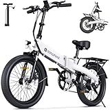 isinwheel U5 Pro E Bike for Adults Electric Bike with Front Suspension, 48V 500W Folding Ebikes for Adults, Aluminum Frame, 7 Speed Gear, 20mph Foldable Electric Bicycles, 20" Fat Tire Ebike