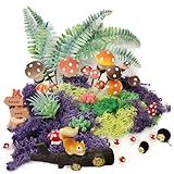 QuarenDen 37 Pcs Fairy Wild Garden Supplies, Miniature Mushrooms Statues with Fake Moss for Fairy Outdoor Garden Micro Landscape Terrarium Plant Pots Bonsai Decor
