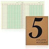 2 PCS 5 Column Ledger Book Accounting Ledger Paper Analysis Pad Financial Accounting Ledger 5 Column 8.5 * 11 Inches Log Book 5 Column 100 Pages for Bookkeeping Personal Use and Small Business