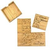 Totally Bamboo Rhode Island State Puzzle 4 Piece Bamboo Coaster Set with Case
