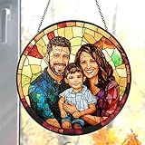 Personalized Family Stained Glass Sun Catcher, Custom Photo Family Portrait Faux Window Hanging Ornament, Custom Photo Gift, Grandma Gifts, for Mom, Christmas Ornament