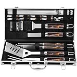 Grilljoy BBQ Accessories Grill Tools Set - 22PCS Stainless Steel Barbecue Grill Accessories for Outdoor Grill with Black Aluminum Case - Christmas Grilling Gifts for Men & Dad -Grill Tools Kit