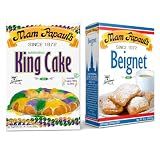 Mam Papaul's King Cake and Beignet Bundle, 1 Each, 28.5 oz Praline King Cake Mix and 8 oz Beignet Mix, New Orleans Mardi Gras Dessert Baking Mixes with Glaze