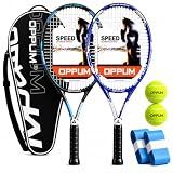 OPPUM Adult Tennis Racket Set of 2, 27 Inch Pre-Strung for Beginners