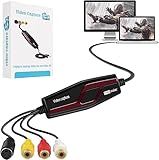 Video Capture Card USB 2.0, RCA to USB Video Capture Device, Digital Video Converter to Save Digital Files for Your Mac OS X Windows 7 8 10 PC, One Touch VCR TV to DVD