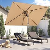 HOMSHADE 6.6 x 10 ft Rectangular Patio Umbrella Rectangle Umbrella Outdoor Patio, Large Outdoor Umbrellas for Patio Table with Tilting and Sun UV Protection for Pool, Deck, Market, Backyard, Beige